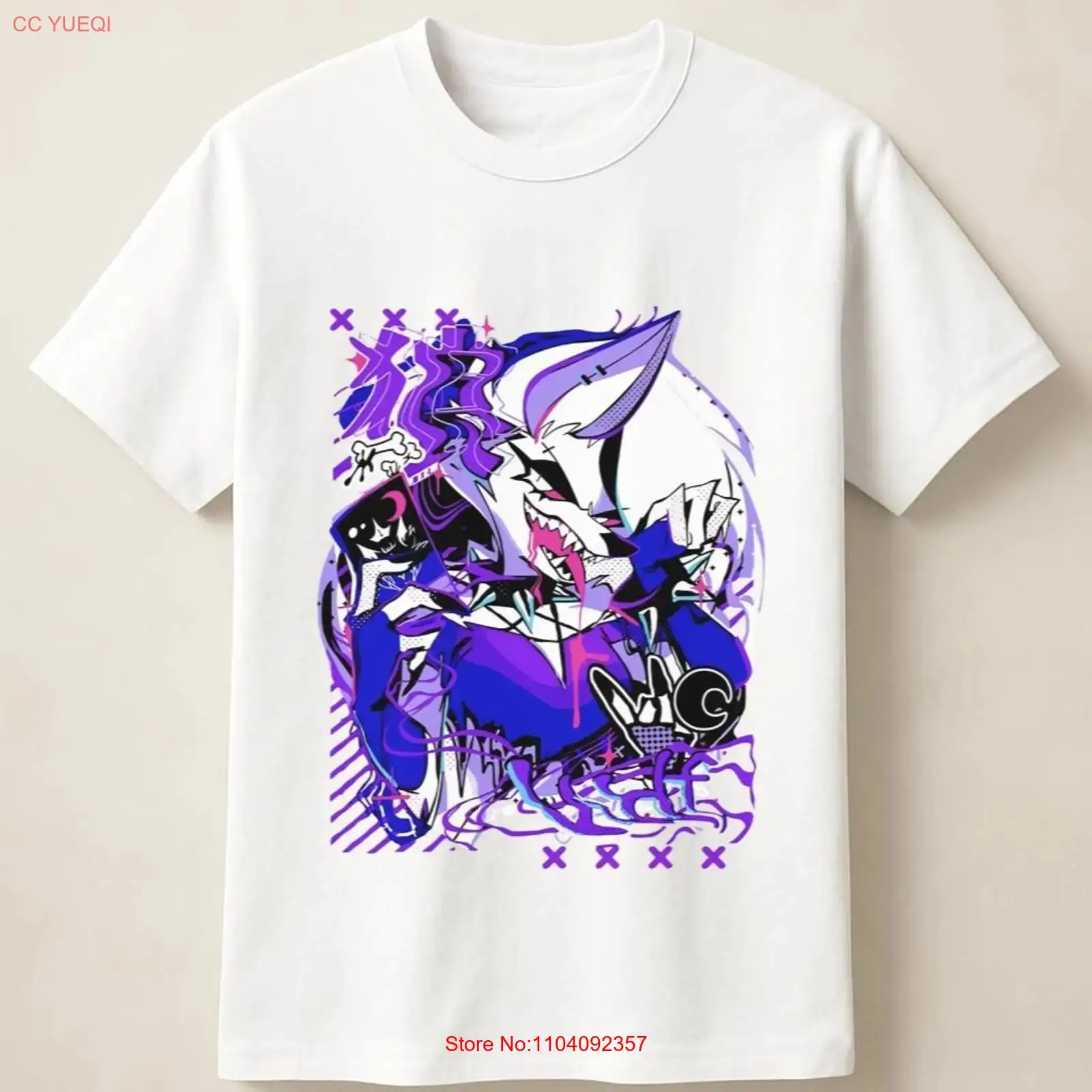Anime Merchandise Online - Фиолетовая футболка с принтом «Аниме-волк в